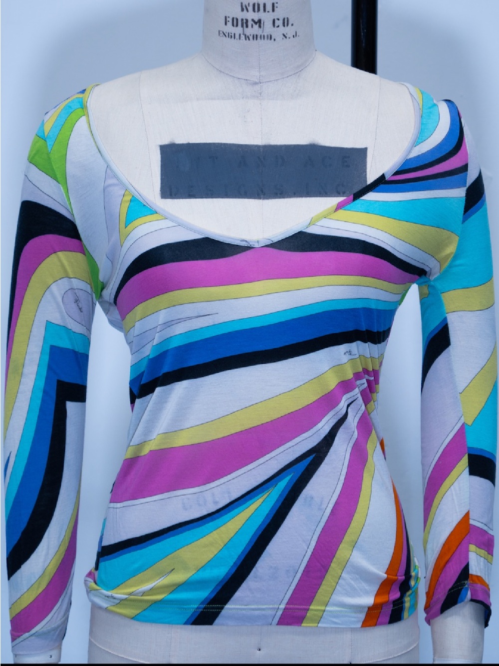 Emilio Pucci Multicolor Striped Scoop-Neck Long Sleeve Top - Picture 5 of 7
